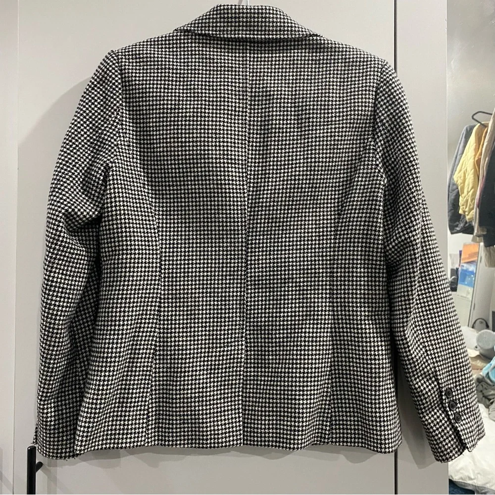 Vintage Chadwicks of Boston Wool Blend Houndstooth Blazer Black White 6 Petite - Picture 8 of 9